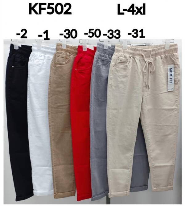 Spodnie damskie jeansy Roz L-4XL, 1 Kolor Paczka 10 szt